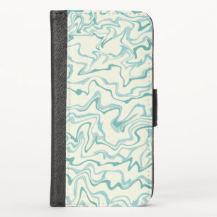 Hippie 70s Blue Marble Liquid Swirl Boho Pattern iPhone XS Wallet Case