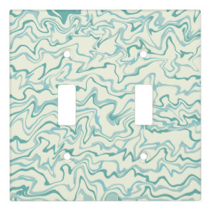 Hippie 70s Blue Marble Liquid Swirl Boho Pattern Light Switch Cover