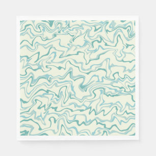Hippie 70s Blue Marble Liquid Swirl Boho Pattern Napkins