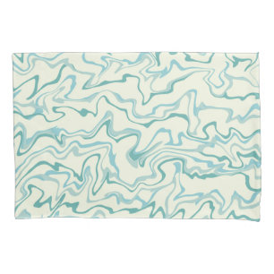 Hippie 70s Blue Marble Liquid Swirl Boho Pattern Pillow Case