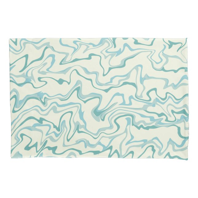 Hippie 70s Blue Marble Liquid Swirl Boho Pattern Pillow Case (Front)