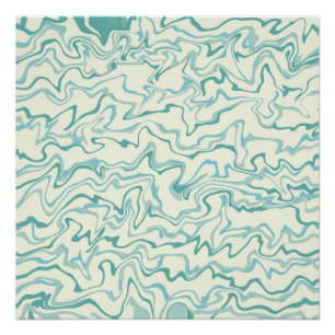 Hippie 70s Blue Marble Liquid Swirl Boho Pattern Poster