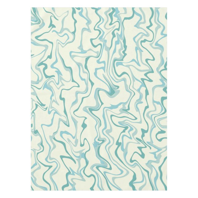 Hippie 70s Blue Marble Liquid Swirl Boho Pattern Tablecloth (Front)