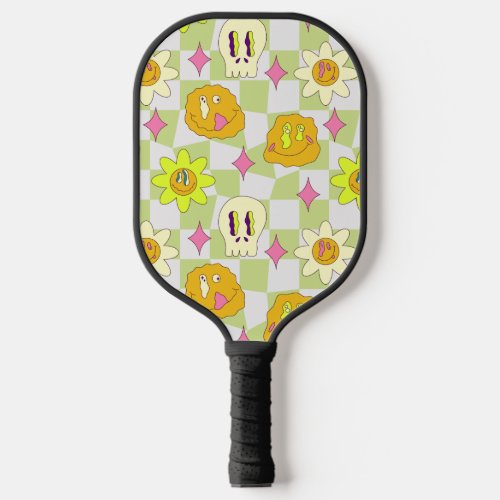Hippie 70s Crazy Smile Psychedelic Trippy  Pickleball Paddle