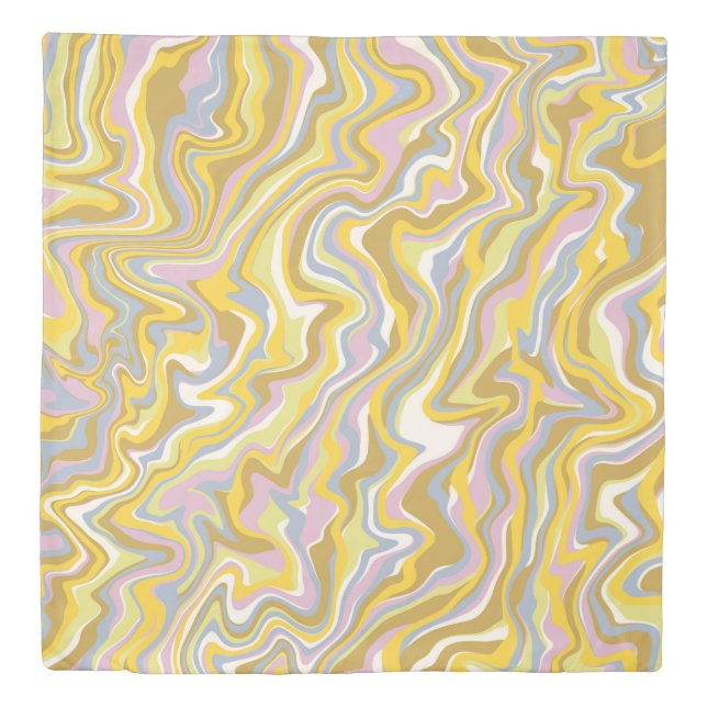 Hippie 70s Green Marble Liquid Swirl Boho Pattern Duvet Cover (Front)