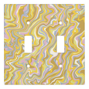 Hippie 70s Green Marble Liquid Swirl Boho Pattern Light Switch Cover