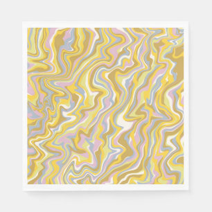 Hippie 70s Green Marble Liquid Swirl Boho Pattern Napkins