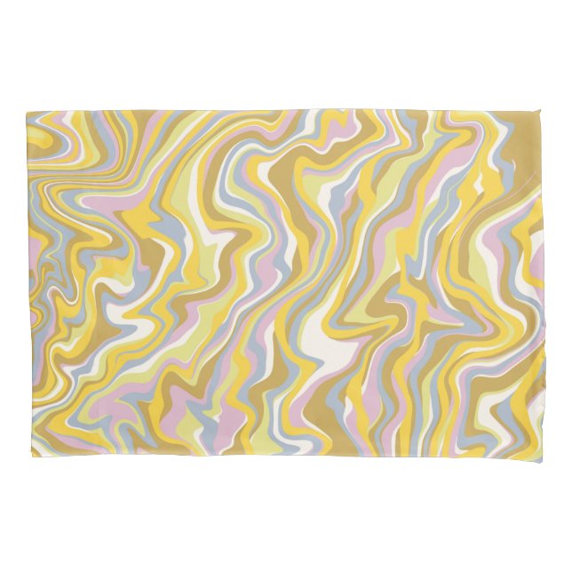 Hippie 70s Green Marble Liquid Swirl Boho Pattern Pillow Case (Front)