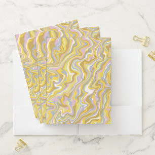 Hippie 70s Green Marble Liquid Swirl Boho Pattern Pocket Folder