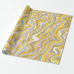 Hippie 70s Green Marble Liquid Swirl Boho Pattern Wrapping Paper