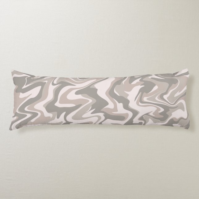 Hippie 70s Grey Marble Liquid Swirl Boho Pattern Body Pillow (Front)