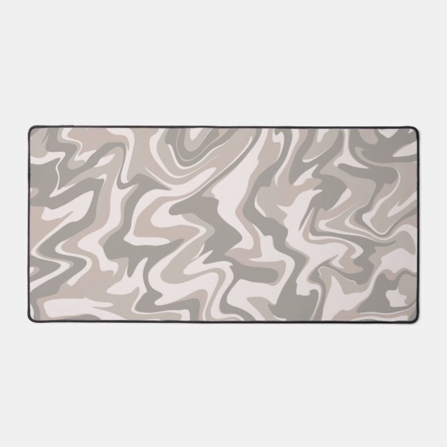 Hippie 70s Grey Marble Liquid Swirl Boho Pattern Desk Mat (Front)