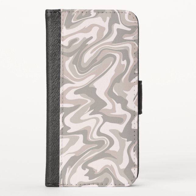 Hippie 70s Grey Marble Liquid Swirl Boho Pattern iPhone Wallet Case (Front)