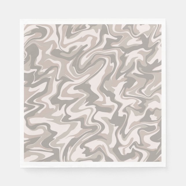 Hippie 70s Grey Marble Liquid Swirl Boho Pattern Napkins (Front)