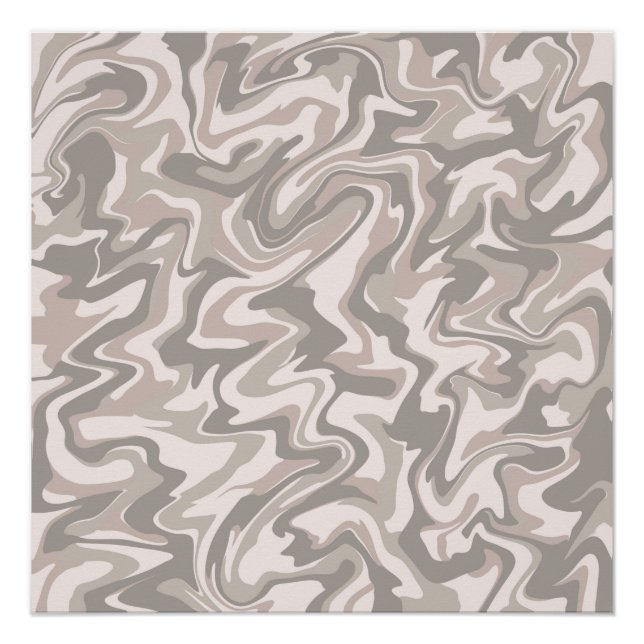 Hippie 70s Grey Marble Liquid Swirl Boho Pattern Poster (Front)