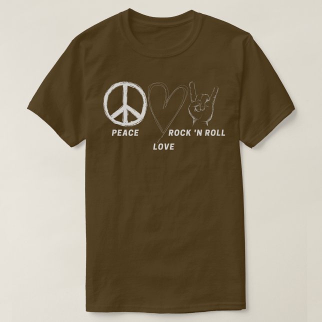 Hippie 70s Peace Love Rock N Roll Cool Band Lover  T-Shirt (Design Front)