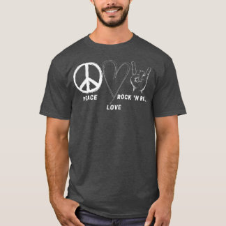 Hippie 70s Peace Love Rock N Roll Cool Band Lover T-Shirt