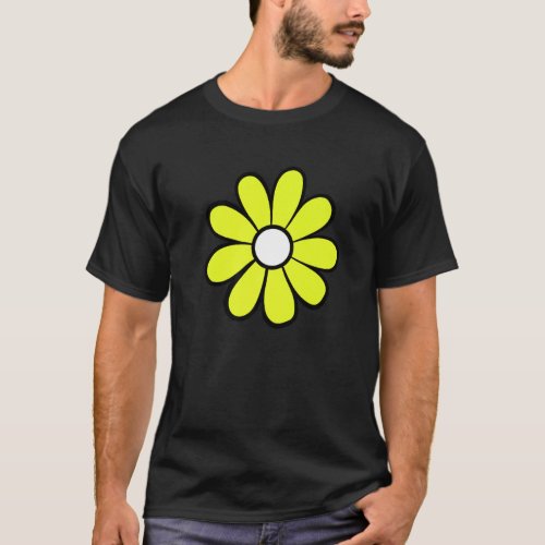 Hippie 70s Retro Funky Flower Yellow Flower T_Shirt