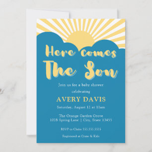 Hippie 70s Retro Muted Tones Baby Shower Invitation
