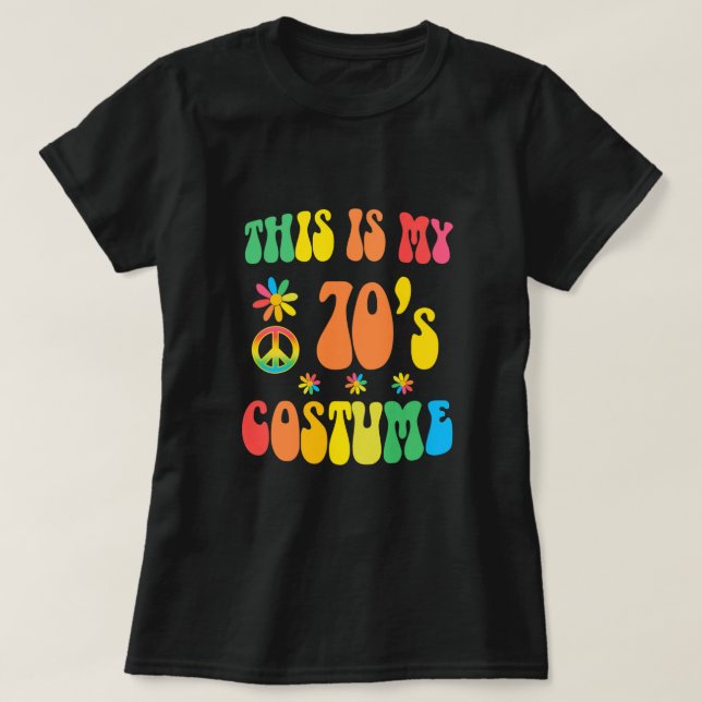 Hippie 70s This is My 70s Costume With Daisy Peace T-Shirt (Design Front)