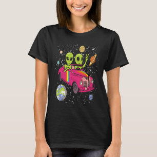 Hippie Alien Space Car  Techno EDM Minimal Spacesh T-Shirt