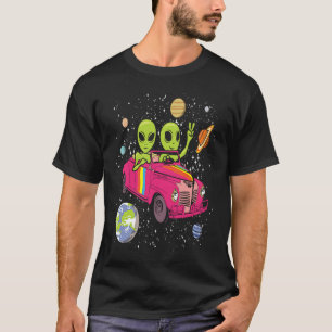 Hippie Alien Space Car  Techno EDM Minimal Spacesh T-Shirt