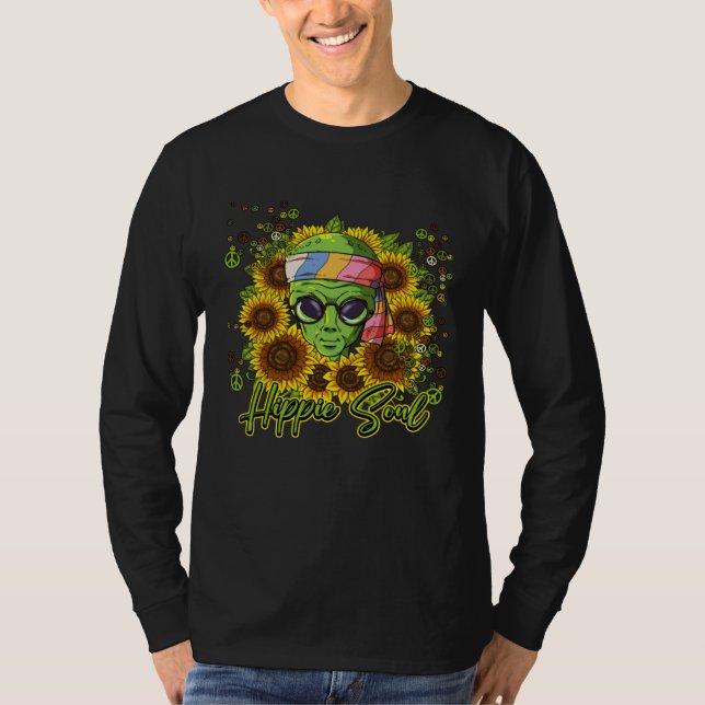 Hippie Alien Sunflower Hippie Soul T-Shirt (Front)