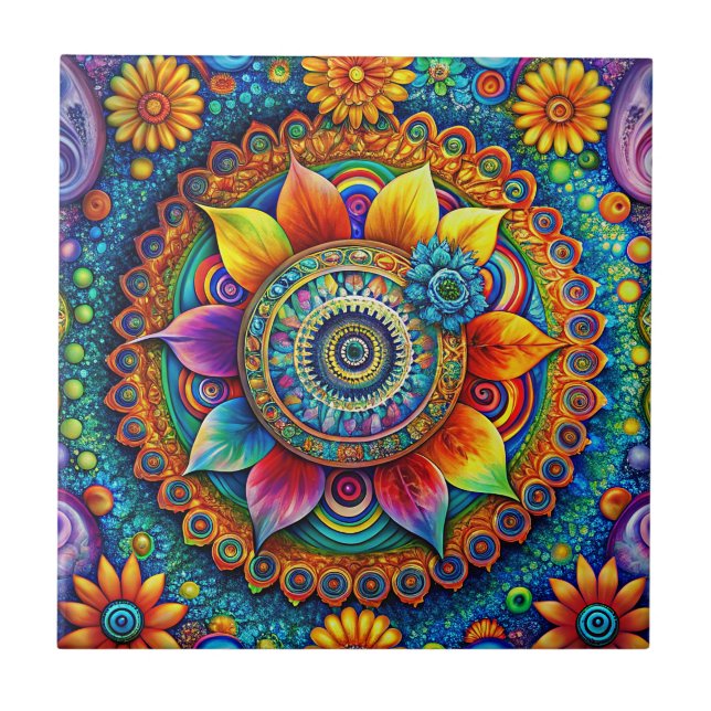 Hippie Art Ceramic Tile (Front)