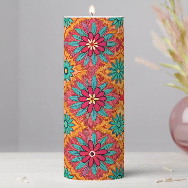 Hippie Art Pillar Candle (In Situ)