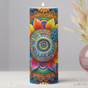 Hippie Art Pillar Candle
