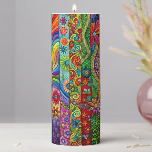 Hippie Art Pillar Candle