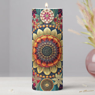 Hippie Art Pillar Candle