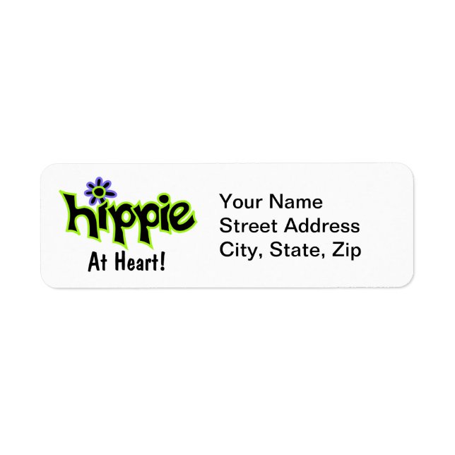 Hippie at Heart Black Lime Green Art Custom Label (Front)