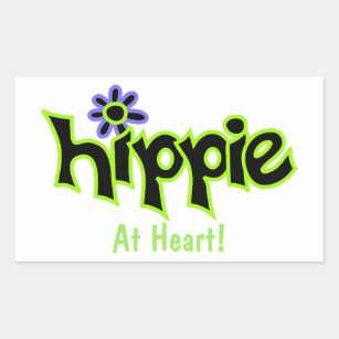 Hippie at Heart Black Lime Green Art Custom Rectangular Sticker