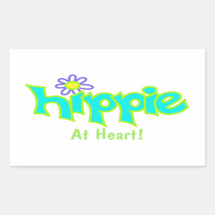 Hippie at Heart Turquoise Art Custom Rectangular Sticker