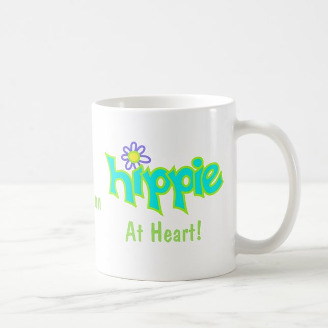 Hippie at Heart Turquoise Art Name Personalized Coffee Mug (Right)