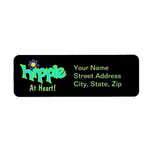 Hippie at Heart Turquoise Black Art Custom Label (Front)
