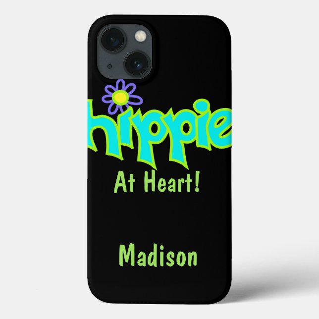 Hippie at Heart Turquoise Name Personanalized Case-Mate iPhone Case (Back)