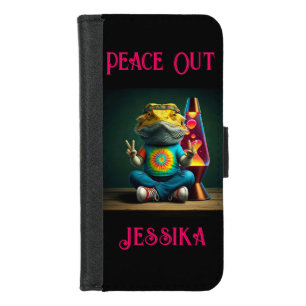 Hippie Bearded Dragon Peace Retro Custom iPhone 8/7 Wallet Case