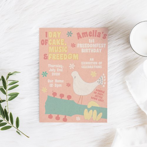 Hippie Birthday Baby Music Festival Invitation