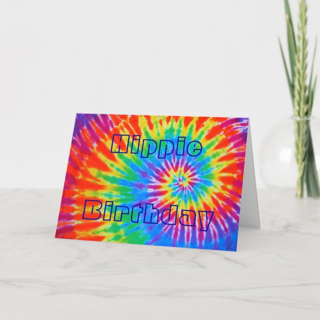 Hippie Birthday Groovy Tie-Dye Card (Front)
