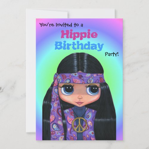 Hippie Birthday Party Purple Paisley Hippie Girl Invitation
