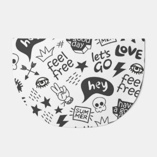 Hippie Black & White: Vintage Style Doormat