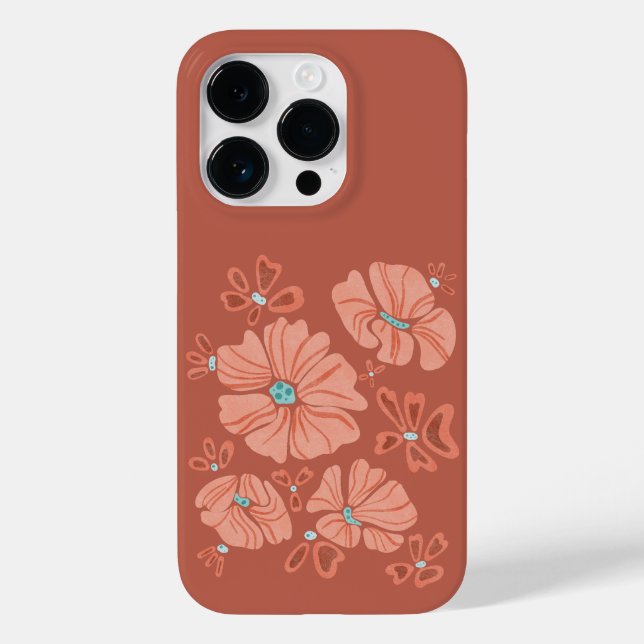 Hippie Blooms: Abstract Red Flower Power Artwork Case-Mate iPhone Case (Back)
