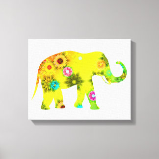 Hippie Bohemian Floral Elephant Canvas Print