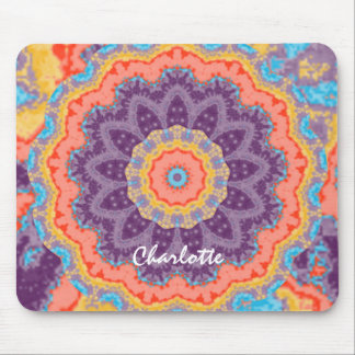 Hippie Bohemian Floral Mandala Colorful Purple Mix Mouse Pad