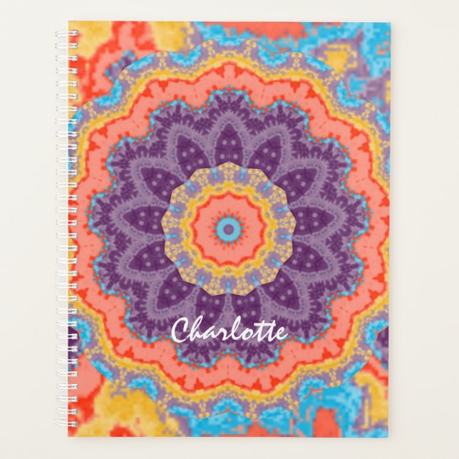 Hippie Bohemian Mandala Purple Mix  Personalized Planner (Front)
