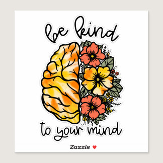 Hippie Boho Be Kind to Your Mind Flower Brain Sticker
