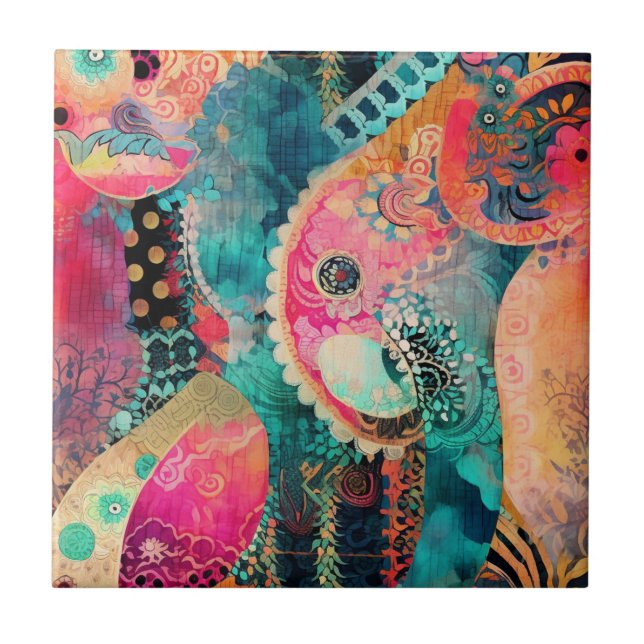 Hippie Boho Ceramic Tile (Front)