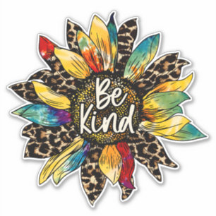 Hippie Boho Colorful Sunflower Be Kind Sticker